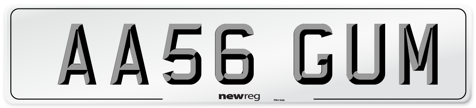 AA56 GUM Number Plate from New Reg